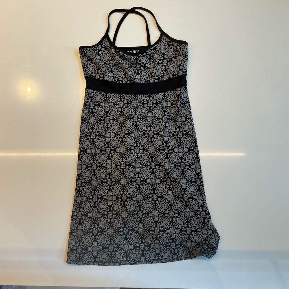 Soybu Black and Gray Sleeveless Halter Sundress